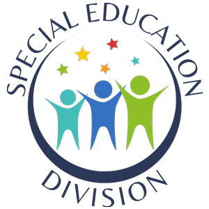 three human like figures with colored stars above their heads logo for Special Education Division